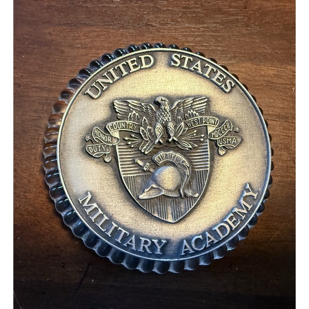 West Point Military Academy Pewter And Glass Paperweight Old Forge Metals